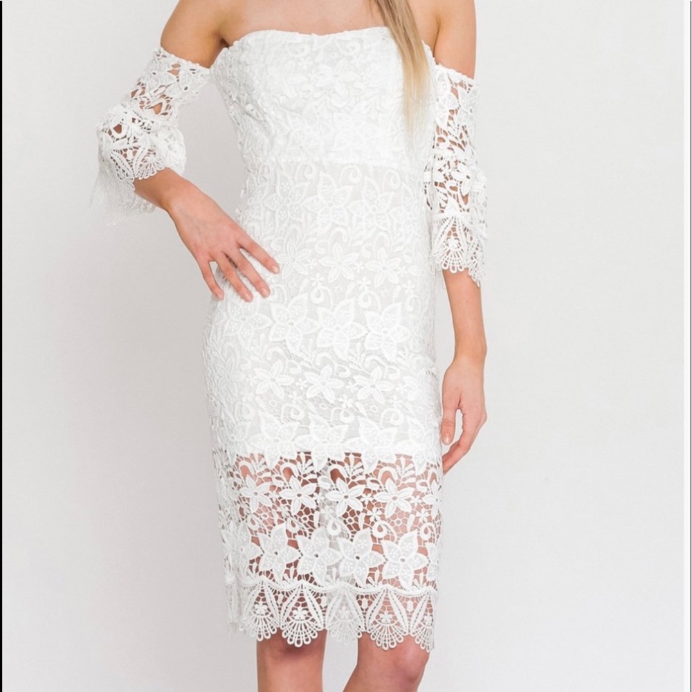 New White Lace off shoulder dress